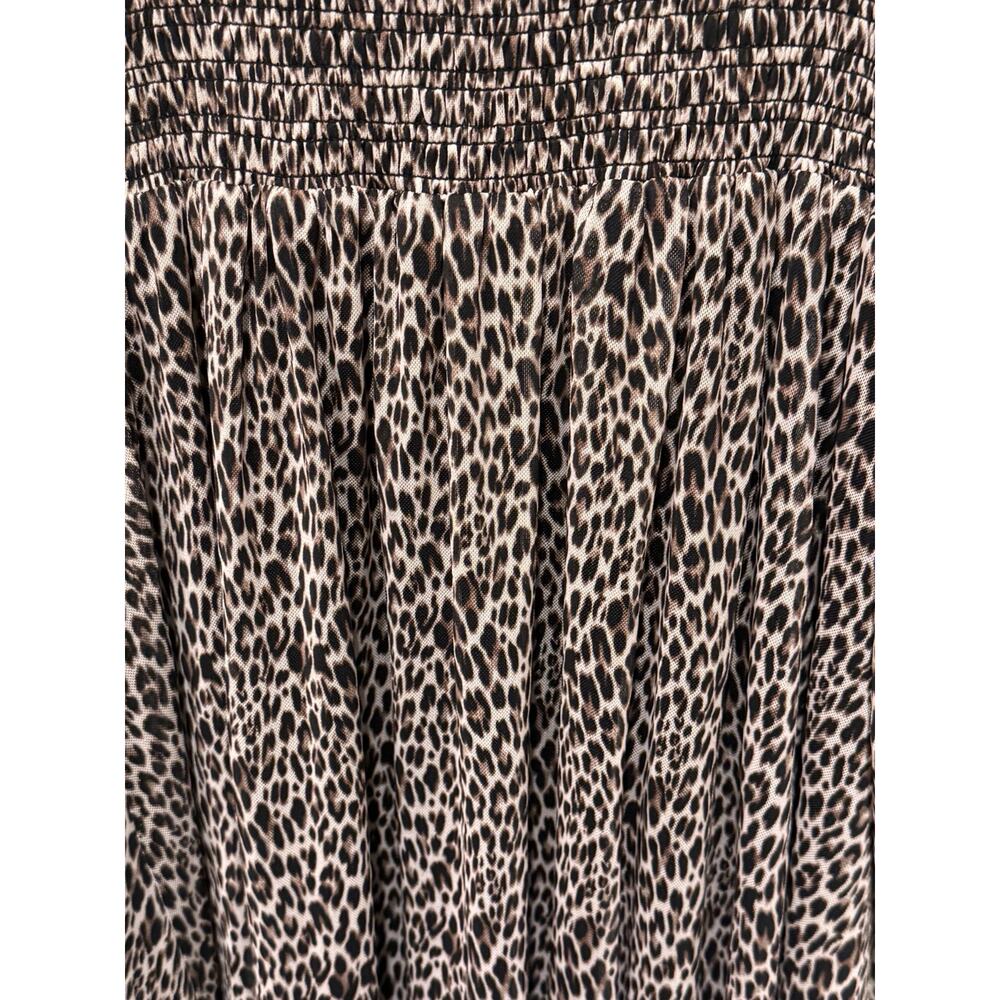 Anthropologie Dolan Cheetah Animal Print SmockedMidi Long Sleeve Dress Medium - Picture 6 of 7